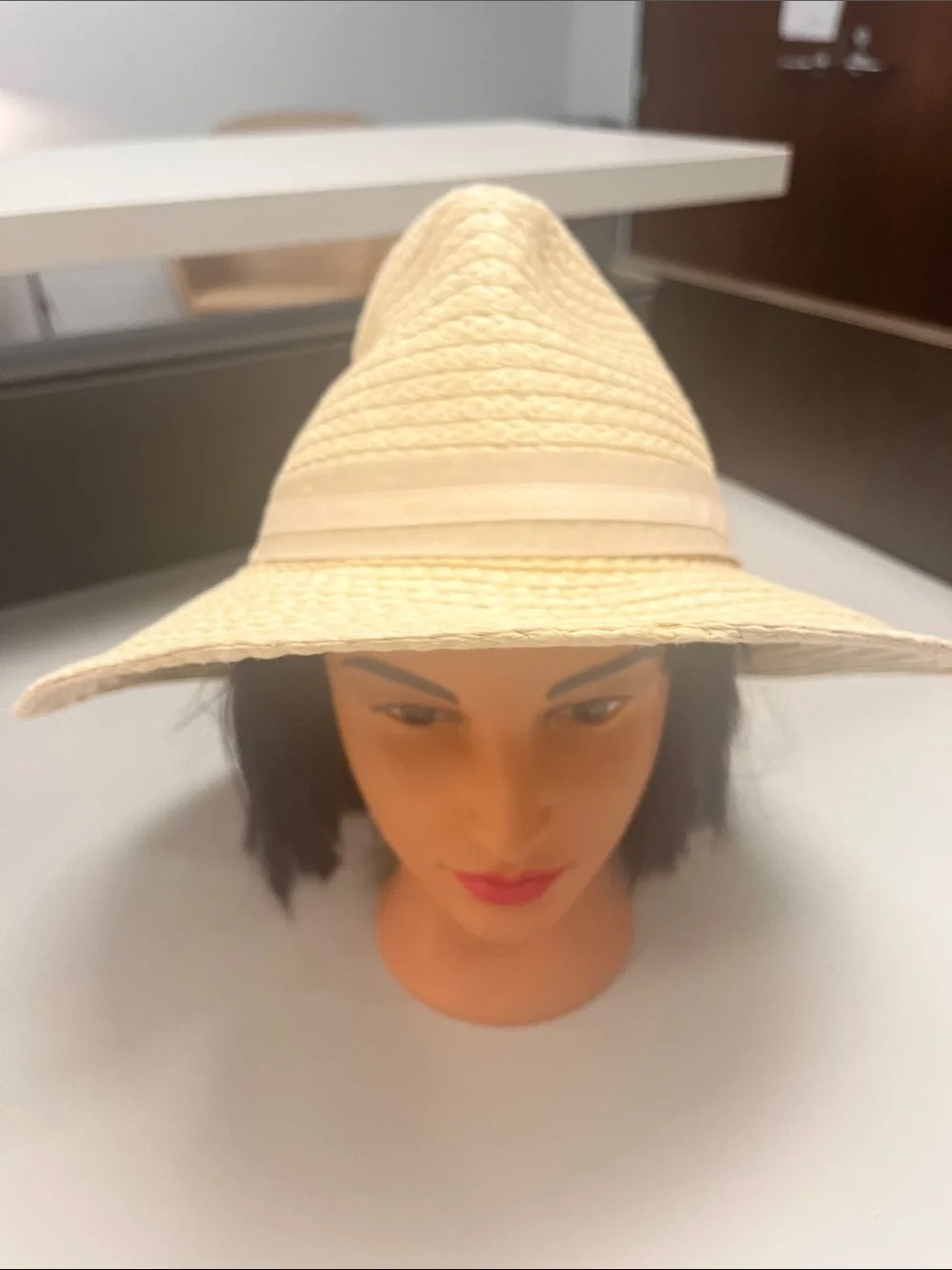 Vince Camuto Cream Straw Fedora with Grosgrain Band